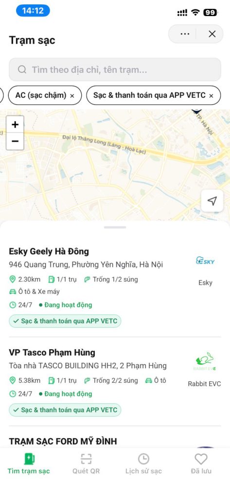 Tìm kiếm trạm sạc cho xe Zeekr