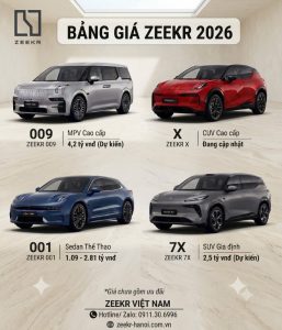 Bảng giá xe Zeekr 2026